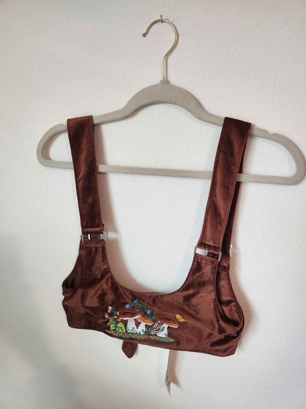 Urban Outfitters Brown Velvet Embroidered Harness